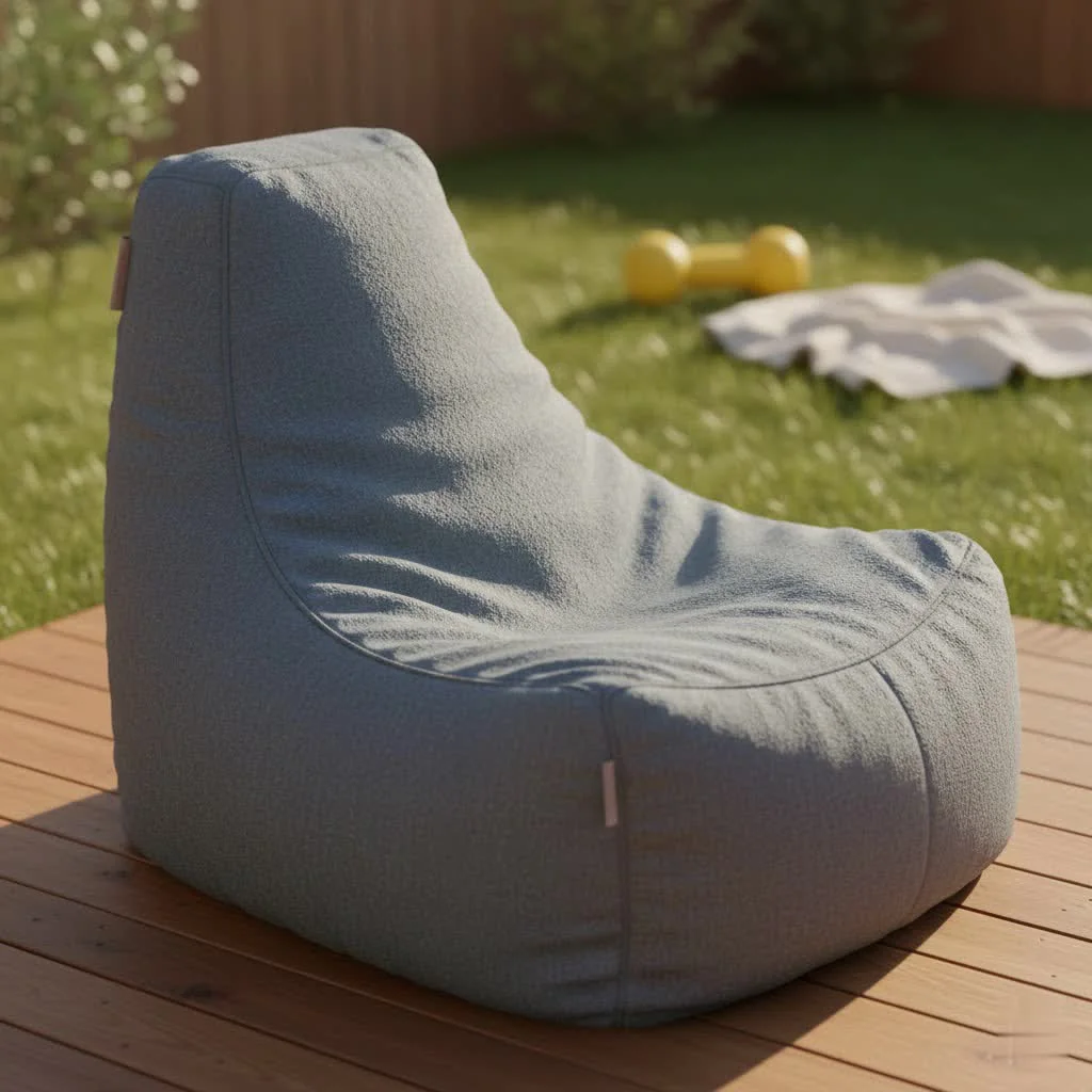Teenager relaxing in a large, comfortable bean bag chair