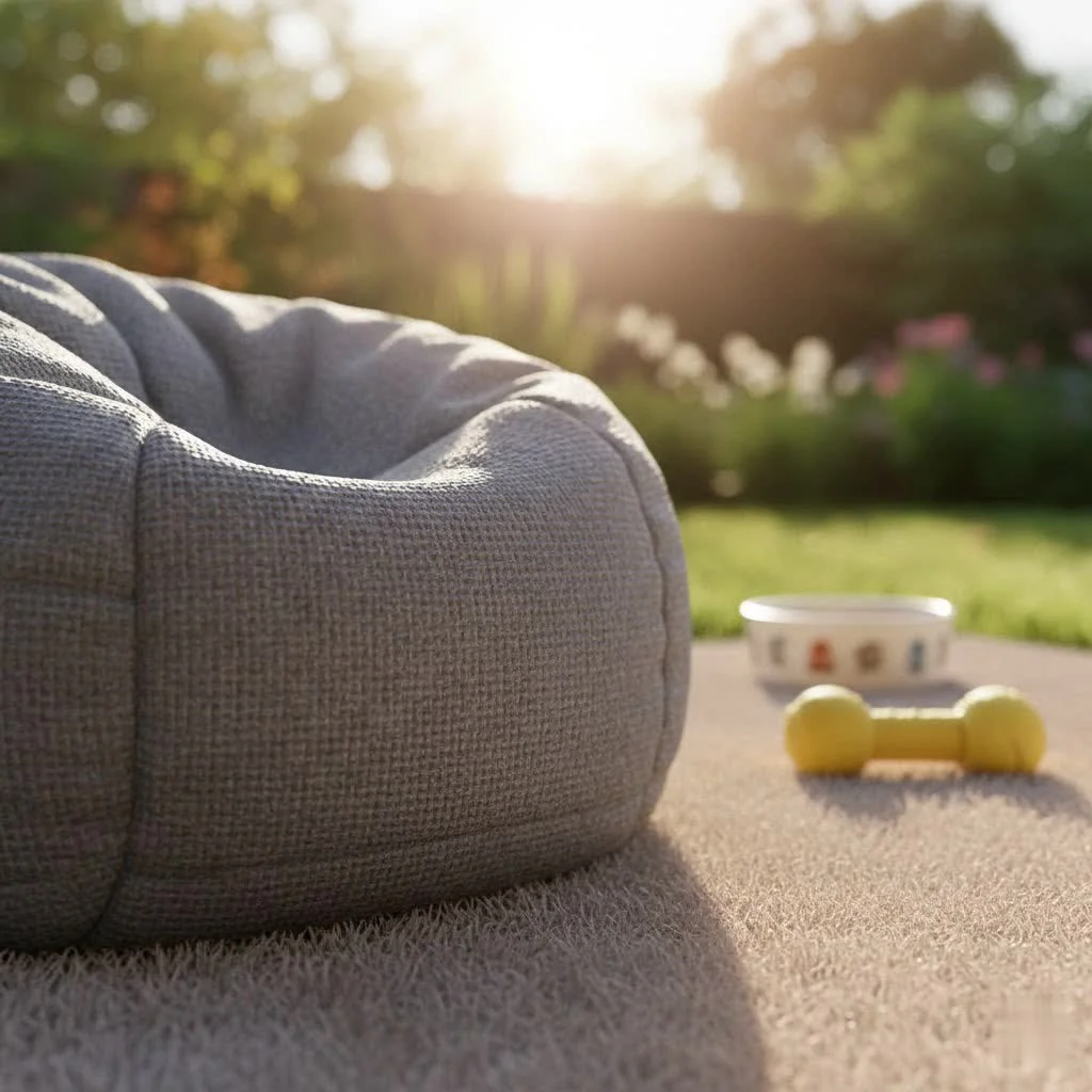 Child relaxing in a comfortable bean bag chair