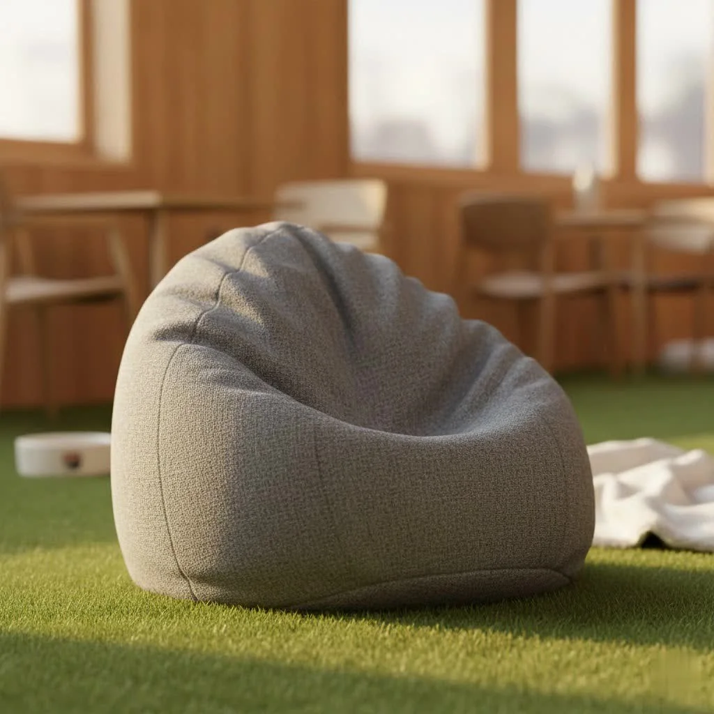 Large bean bag chair in a modern living room